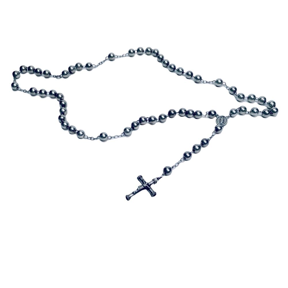 Classic Sterling Silver Rosary Necklace